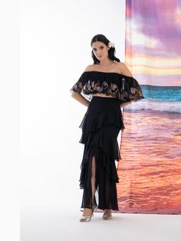 AMRTA- BY GUNEET KONDAL - Tipsy Cranberry Top With Skirt