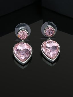 Estele - Elegant Rhodium Plated Drop and Dangler Earrings with Purple Stone for Women