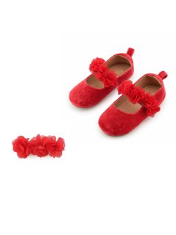 Baby Doe - Red Flower ballerina & matching red clips
