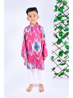 The Cotton Staple - Raspberry Ikat Printed Magenta Kurta (Set of 2)