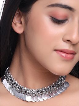 Gahan - Womens Silver Plated Oxidised Necklace