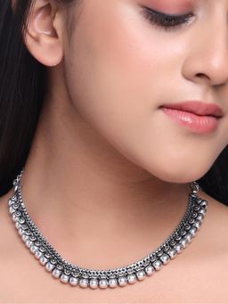 Gahan - Womens Silver Plated Oxidised Necklace