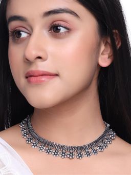 Gahan - Womens Silver Plated Oxidised Necklace