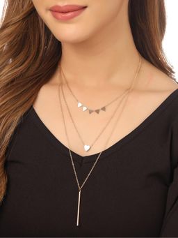 Gahan - Womens 3 Layered Gold Plated Minimal Layered Necklace