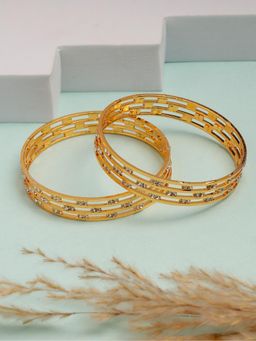 Gahan - Womens Gold Plated Cubic Zirconia Stone Studded Bangles (Pack of 2)