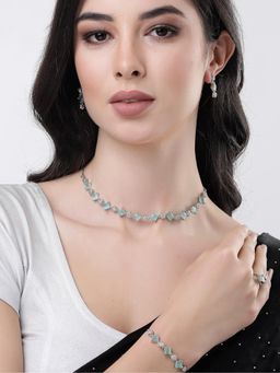 Gahan - Womens Green Cubic Zirconia Stone Handcrafted Jewellery Set