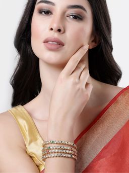 Gahan - Womens Gold Plated Kundan Studded Bangles (Pack of 4)