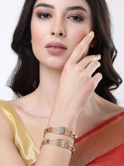 Gahan - Womens Gold Plated CZ Stone Studded Bangles (Pack of 2)