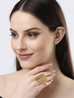 Gahan - Womens Gold Plated Solid Adjustable Finger Ring