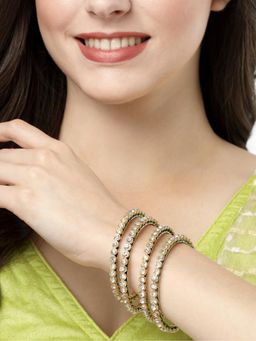 Gahan - Womens Gold Plated Kundan Studded Traditional Bangles (Pack of 4)