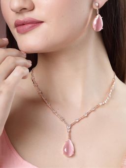 Gahan - Womens Rose Gold Artificial Stones Studded Handcrafted Jewellery Set
