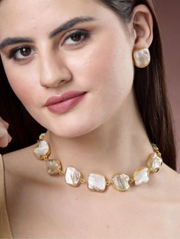 Gahan - Womens Gold Plated Mother of Pearl Handcrafted Jewellery Set