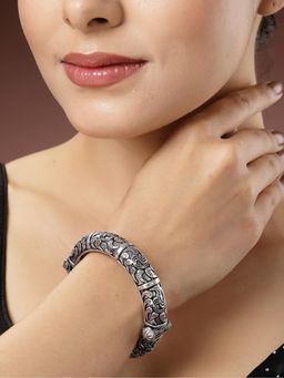 Gahan - Womens Silver Toned German Silver Oxidised Kada Bangle