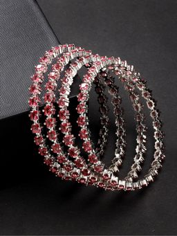 Gahan - Womens Pink CZ Stone Studded Handcrafted Bangles (Pack of 4)