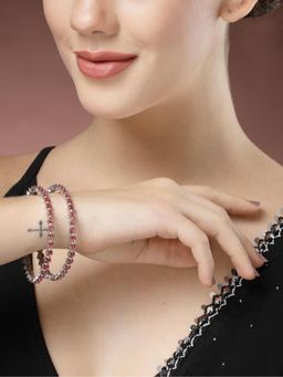 Gahan - Womens Pink CZ Stone Studded Handcrafted Bangles (Pack of 2)