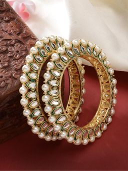 Gahan - Womens Gold Plated Stone Studded Handcrafted Bangles (Pack of 2)