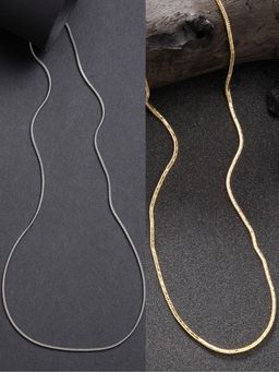Gahan - Womens Silver & Gold Rhodium Plated Minimal Chain (Pack of 2)