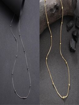 Gahan - Womens Silver & Gold Rhodium Plated Minimal Chain (Pack of 2)