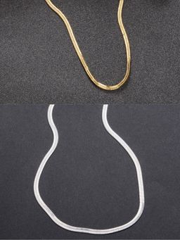 Gahan - Womens Silver & Gold Rhodium Plated Minimal Chain (Pack of 2)