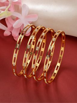 Gahan - Womens Gold Plated CZ Stone Studded Bangles (Pack of 4)