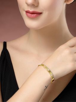 Gahan - Womens Gold Plated CZ Stone Studded Kada Bracelet