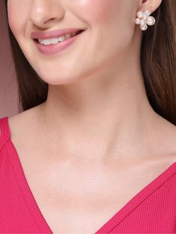 Gahan - Womens Gold Pearl Gold Plated Circular Studs Earrings