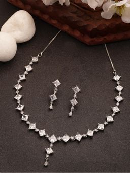 Gahan - Womens Silver Plated CZ Studded Brass Handcrafted Jewellery Set