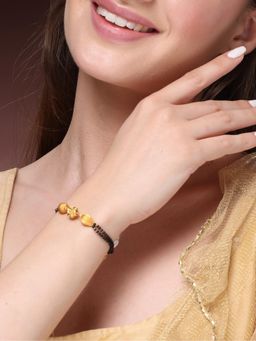 Gahan - Womens Gold Plated & Black Brass Hand Mangalsutra Link Bracelet