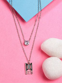 Gahan - Womens Silver Toned Artificial Stones Layered Necklace