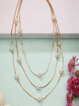 Gahan - Womens Gold Plated White Pearls Party Layered Necklace
