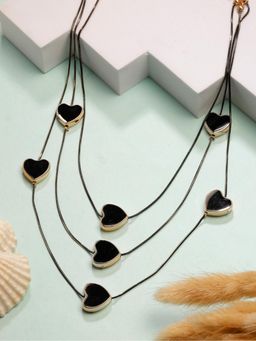 Gahan - Womens Black Heart Shape Layered Fashion Necklace