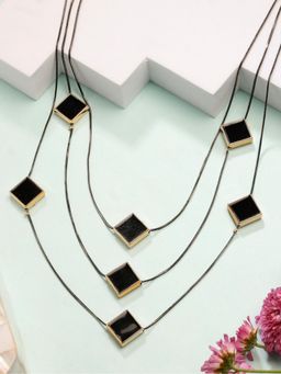 Gahan - Womens Black Geometric Shaped Layered Fashion Necklace