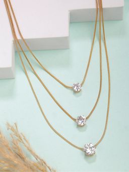 Gahan - Womens Gold Plated Artificial Stones Layered Necklace