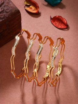 Gahan - Womens Gold Plated Cubic Zirconia Stone Studded Bangles (Pack of 4)