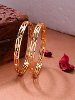 Gahan - Womens Gold Plated Cubic Zirconia Stone Studded Bangles (Pack of 2)