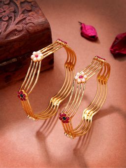 Gahan - Womens Gold Plated Artificial Stones Traditional Bangles (Pack of 2)