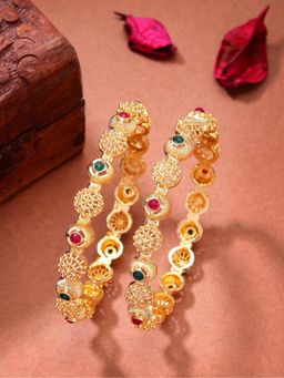 Gahan - Womens Gold Plated Artificial Stones Traditional Bangles (Pack of 2)