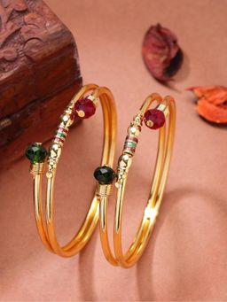 Gahan - Womens Gold Plated Artificial Beads Traditional Bangles (Pack of 2)