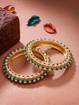 Gahan - Womens Gold Plated Kundan Studded Bangles (Pack of 2)