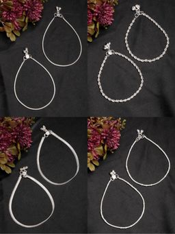 Gahan - Womens Silver Plated Anklets (Pack of 4)