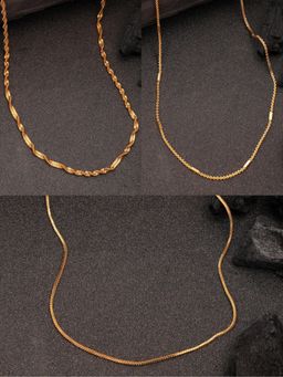 Gahan - Womens Gold Plated Minimal Neck Chains (Pack of 3)