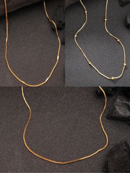 Gahan - Womens Gold Plated Minimal Neck Chains (Pack of 3)