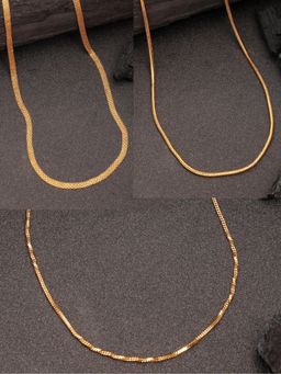 Gahan - Womens Gold Plated Minimal Neck Chains (Pack of 3)