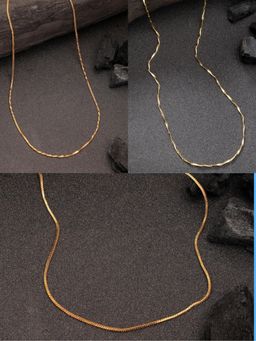 Gahan - Womens Gold Plated Minimal Neck Chains (Pack of 3)