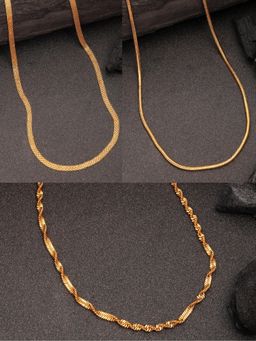 Gahan - Womens Gold Plated Minimal Neck Chains (Pack of 3)