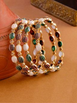Gahan - Womens Gold Plated Artificial Stones Multi-Color Bangles (Pack of 4)