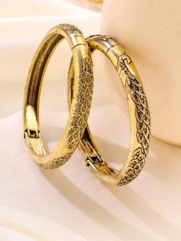 Gahan - Womens Gold Plated Leaf Design Oxidised Bangles (Pack of 2)