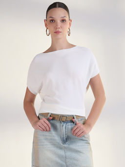 SHOWOFF - Edition Women White Kimono Sleeves Solid Top