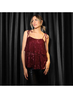 Outzidr - Red Strappy A-Line Party Top