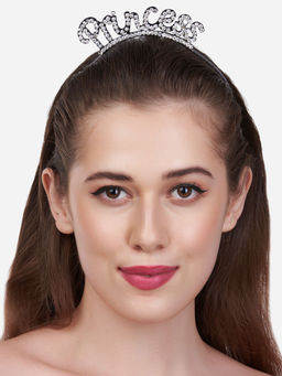 Zaveri Pearls - Black Plated Dazzling Austrian Diamonds Studded Princess Hair Band-ZPFK13157